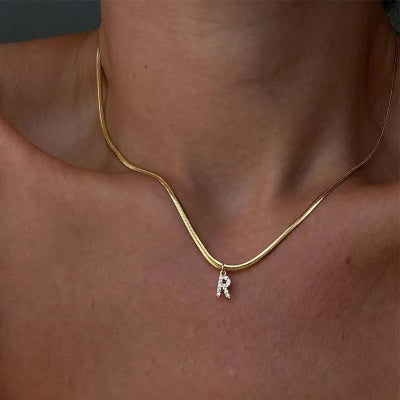 Minimalist Initial Herringbone Necklace